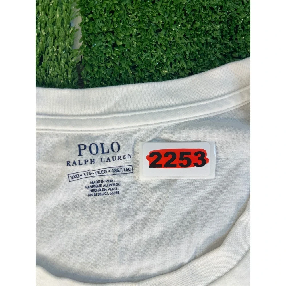 Polo Ralph Lauren Mens Big Pony Graphic T-Shirt White Blue 3XB Big & Tall